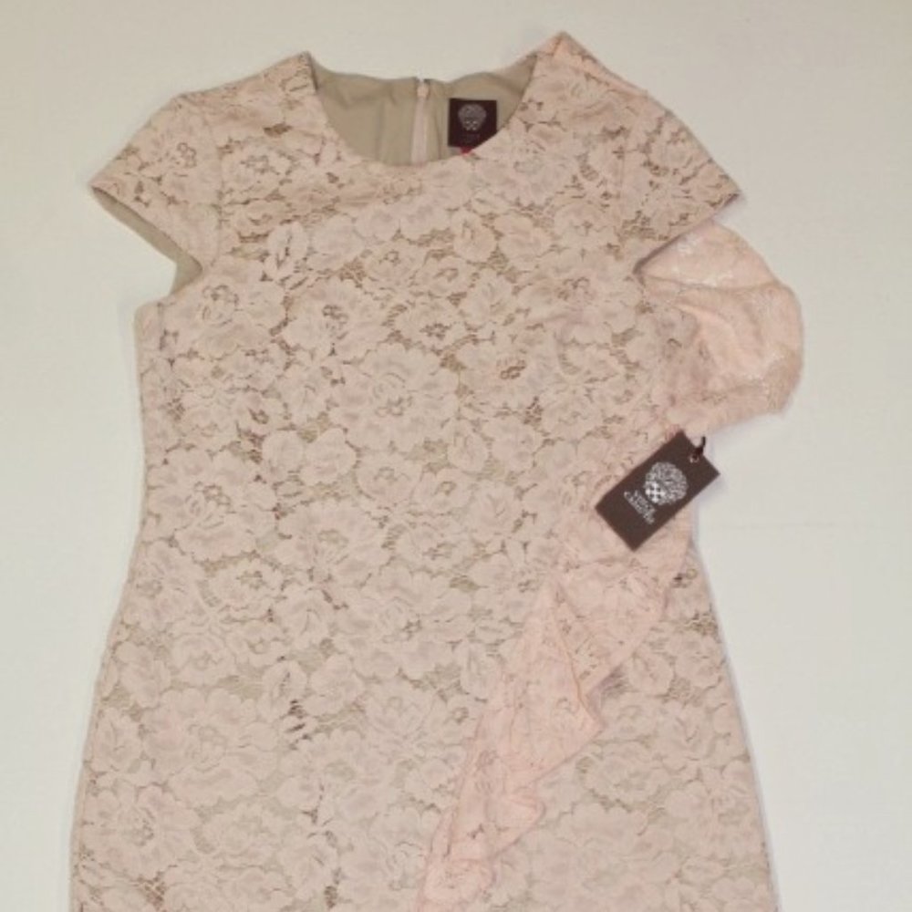 Vince Camuto Lace Cocktail Ruffle Shift Dress